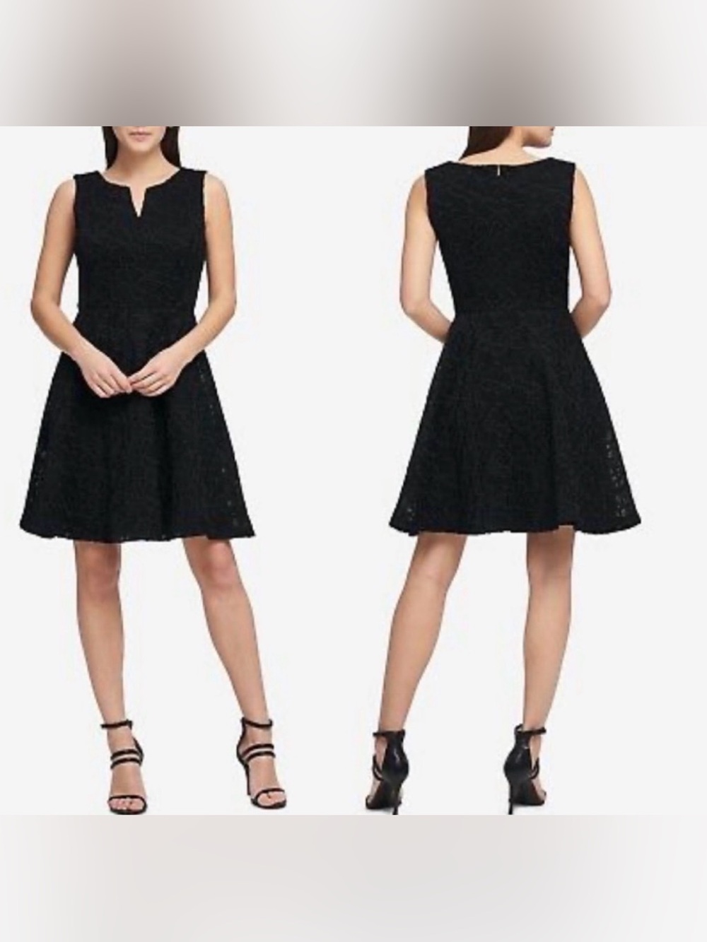 DKNY fit & flare dress Embroidered Floral Mesh Dress Size 6